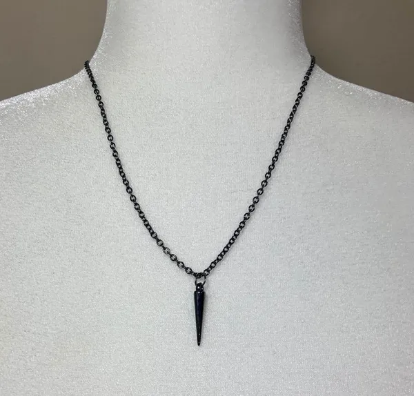 Spike Gunmetal Necklace Punk Goth Egirl New - Image 11