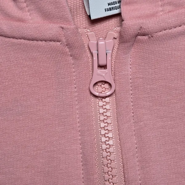 Puma Pink Script Logo Zip Up‎ Hoodie Sweatshirt Women's Medium - Image 8