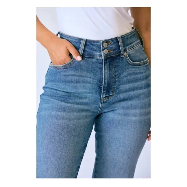 Judy Blue High Waist Petite Tummy Control Flare Jeans 11/30 Retro Hippie New - Image 2