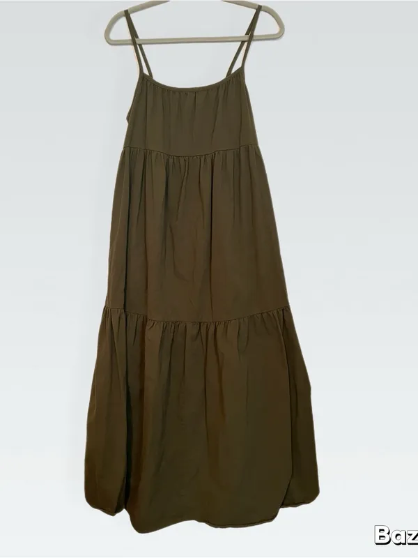 Olive Tiered Cotton Spaghetti - Image 3