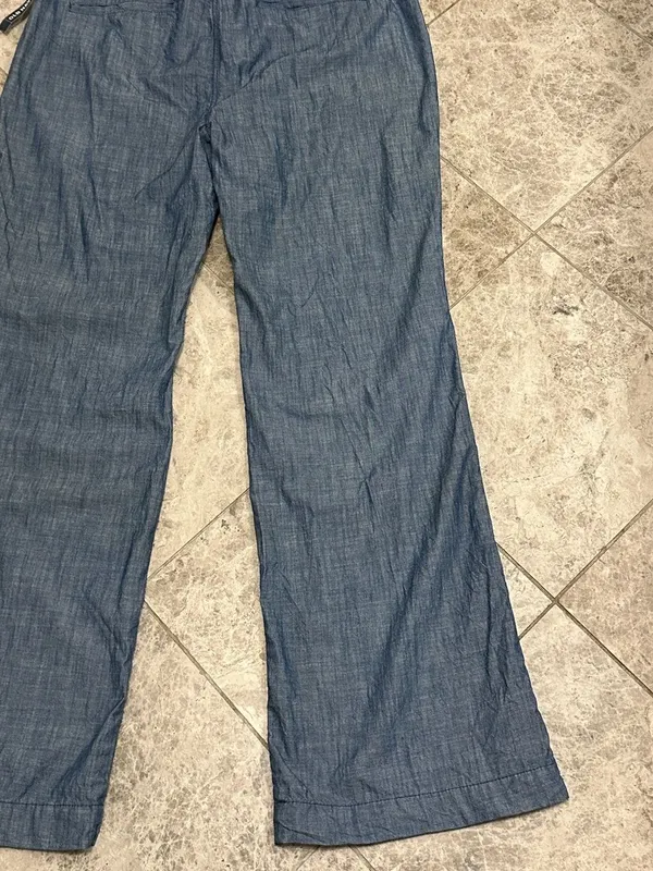 Old Navy Sweetheart Chambray Pant NEW Mid Rise Straight Leg 100% Cotton Size 14 - Image 12