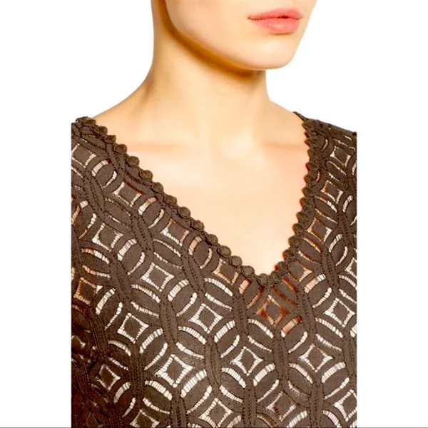 Nic + Zoe First Bloom Dark Truffle Brown Lace Overlay Dress XS - Image 7