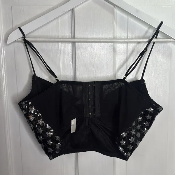 By Anthropologie Sequin Star Bralette W1366 Sz Medium - Image 8