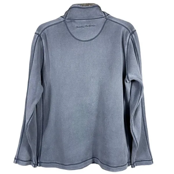 Tommy Bahama 100% Cotton Grey/Blue Half Zipup Sports Sweater Women’s Size M - Image 2