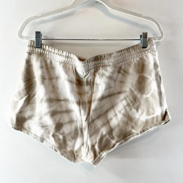 Z Supply Cotton High Rise Tie Dye Lounge Shorts White Gray Medium - Image 5