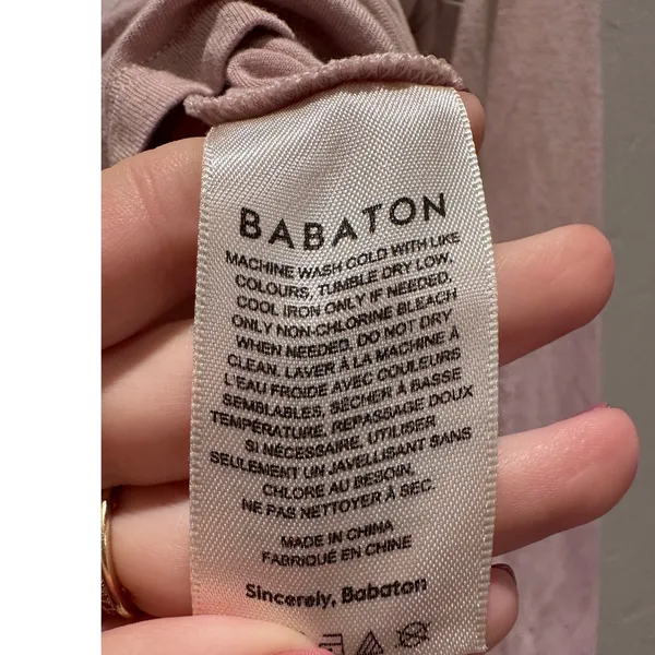 Aritzia Babaton Blush Pink Norris T-Shirt Top Size‎ XS Slouchy Casual V-Neck - Image 5