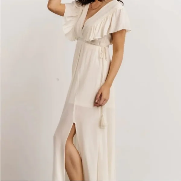 NWT BALTIC BORN IVORY JENNIFER DEEP V-NECK MAXI BOHO DRESS/Maternity SIZE SMALL - Image 7