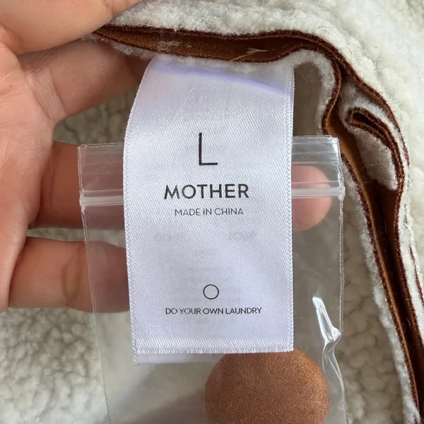 Mother The‎ Brrly Coat Wash Staying In Size Large Brown White Warm Coat Luxury - Image 5