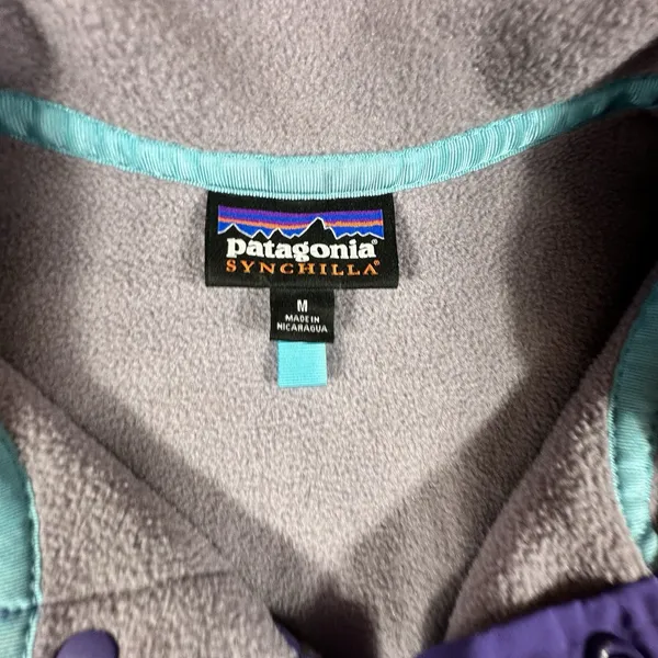 Patagonia Synchilla Sweater Pullover Womens M Purple Fleece Snap Mock Neck - Image 10