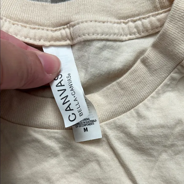 Bella Canvas Cream Graphic Tee with Multicolor Text - Image 2