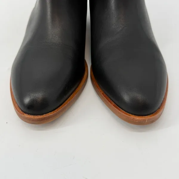 Soludos‎ Women Black Leather Venetian Low Bootie Ankle Boots Wood Heel Size 7 - Image 2