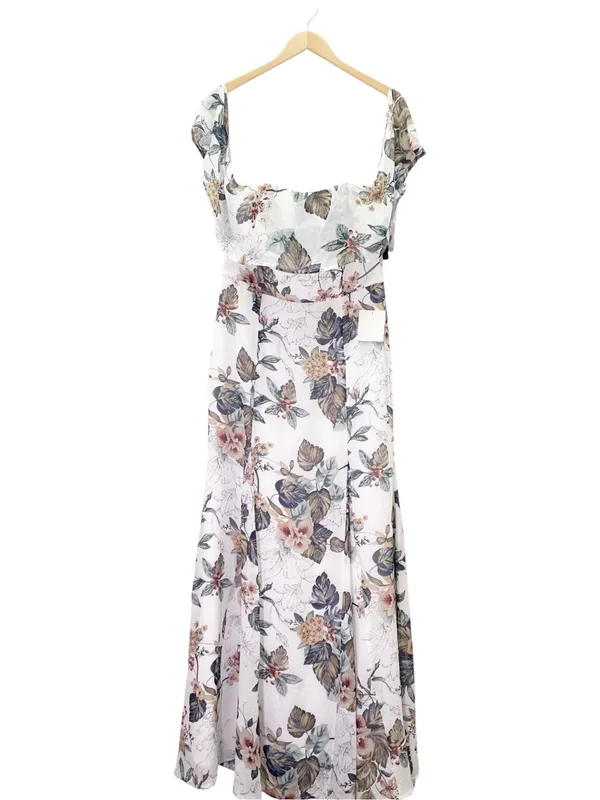 NWT Lulus Ray of Sunshine Maxi Dress Size XL White Floral Off Shoulder Wedding - Image 6