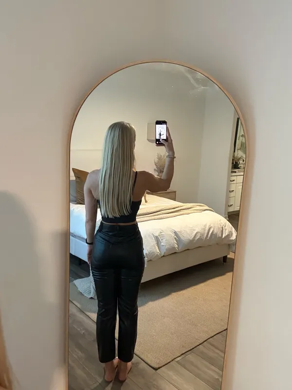 Abercrombie Curve Love Leather Straight Pants - Image 3