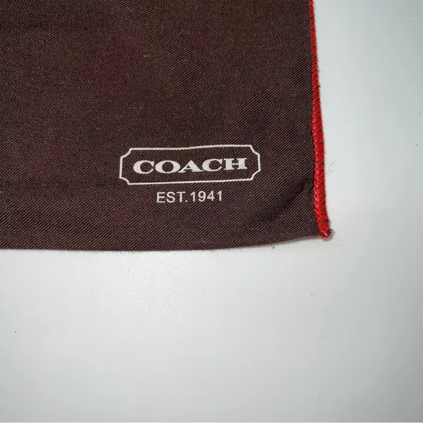 Coach Dark Brown Drawstring Dust Bag with Red Trim and Drawstring 16” X 13.5” - Image 2