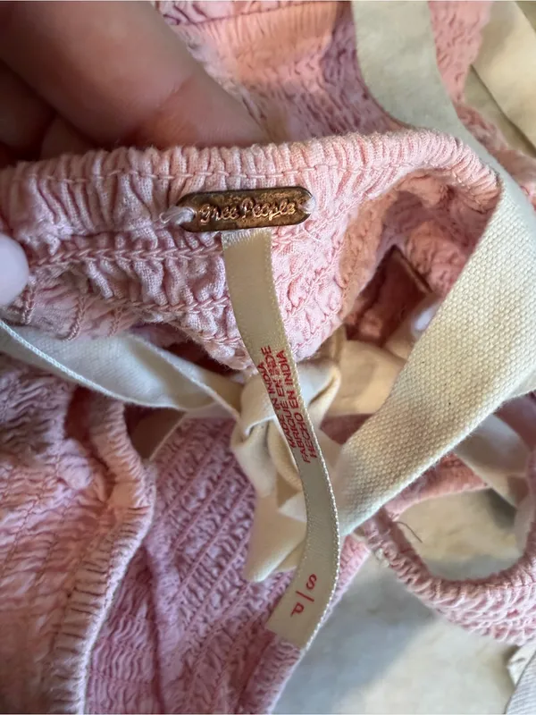 Free people Pink Tie-Front Textured Crop Top - Image 3