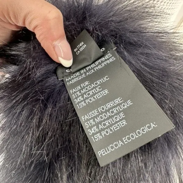 Club Monaco Faux Fur Pull Through Scarf Womens OS‎ Black Winter Collar Stole - Image 9