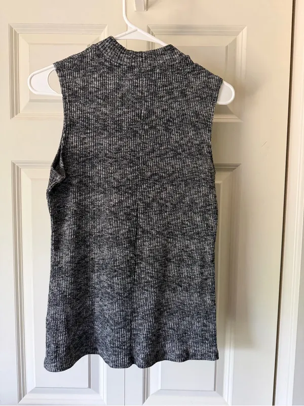 Sleeveless Mock Neck Rib Knit Top - Image 2