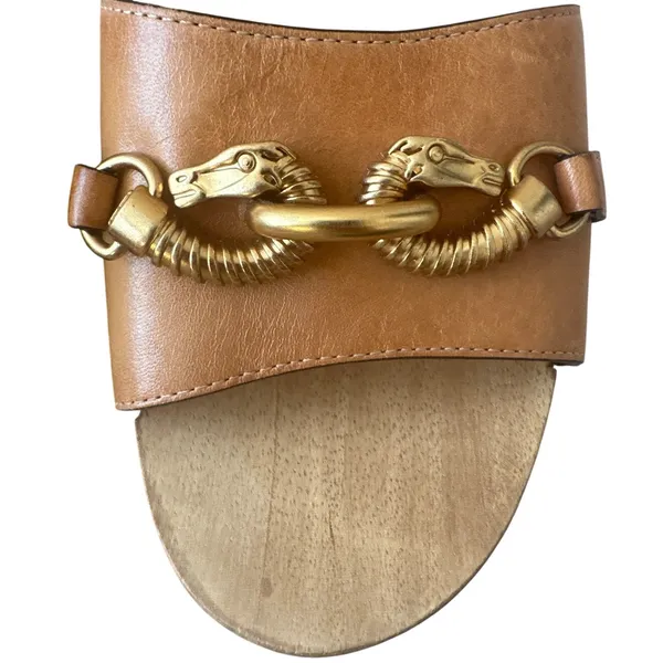 Tory Burch Jessa Leather Wood Sandals Size 8‎ - Image 4