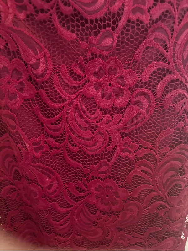 Ambience I Off-Shoulder Lace Sheath Dress in Burgundy NWT - Image 4