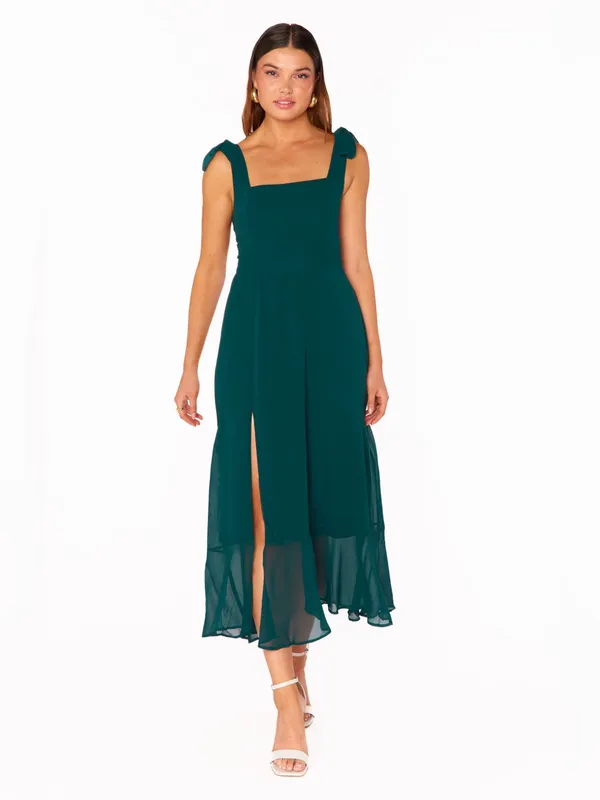 Claire Midi Dress Show Me Your Mumu Emerald Chiffon Wedding guest bridesmaid - Image 3