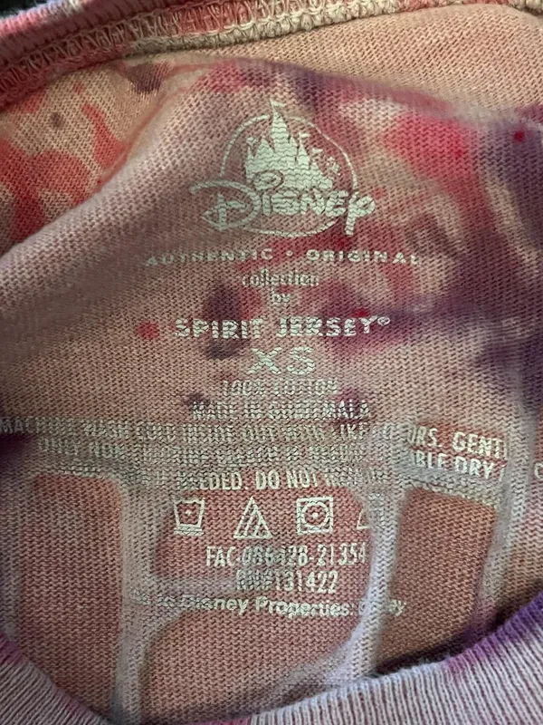 Disney Walt Disney World Spirit Jersey Sweatshirt Womens XS Pink Tie Dye Glitter - Image 9