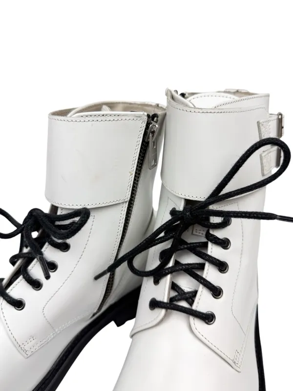 Allsaints Brigade White Leather Combat Boots Size 39 US 9 - Image 9