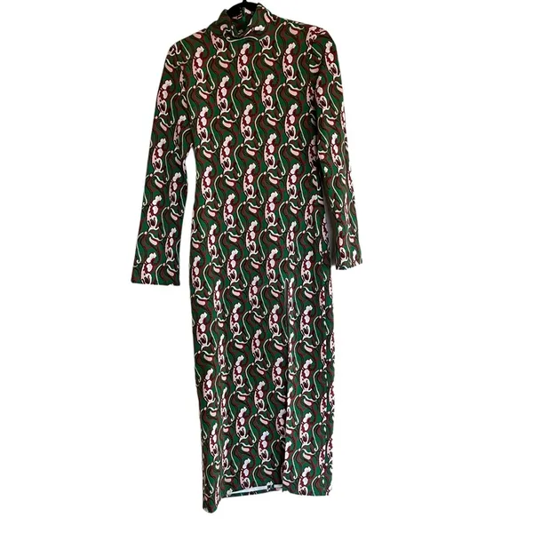 Nwot Zara Woman'S Paisley Printed Midi Dress Green/Multicolor Xs Bloggers Fave - Image 10