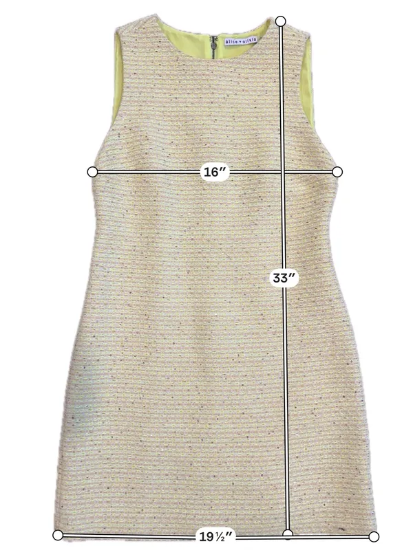 Alice + Olivia Clyde Neon Yellow Tweed Sequin Shift Mini Dress Size 2 - Image 7