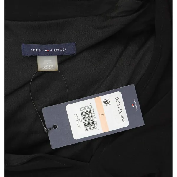 Tommy Hilfiger Womens Pleated Belted Knit Fit Flare Dress A4JJ1AST Black 2 - Image 3