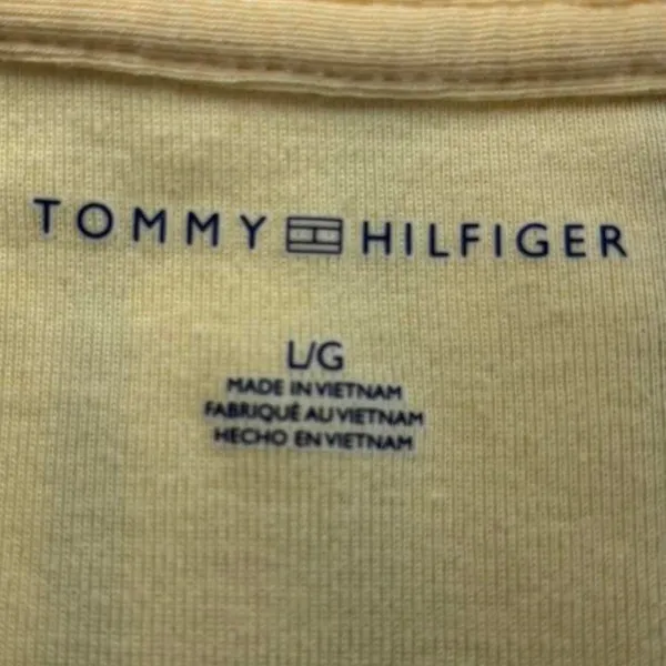 TOMMY HILFIGER Women's T-shirt L Yellow Casual Cotton - Image 2