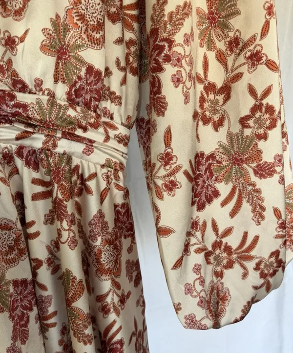 NWT MISA Los Angeles Cream Floral Balloon Sleeve Mini Dress S - Image 3