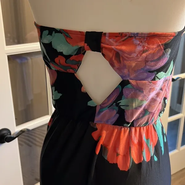 MUN Y2K Boho Strapless Floral Keyhole Cutout Maxi Dress Size Medium - Image 4
