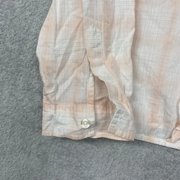 Loft Womens Shirt XL Orange White Plaid Button‎ Ruffle Cotton Top Ann Taylor - Image 8