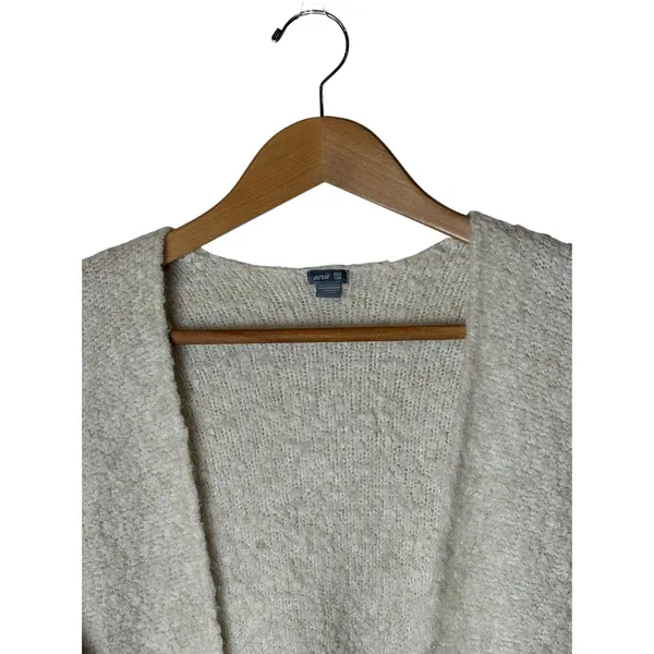 Aerie Sweater Women XS Ivory Boucle Wool Blend Open Front Cardigan Lounge Knit - Image 4