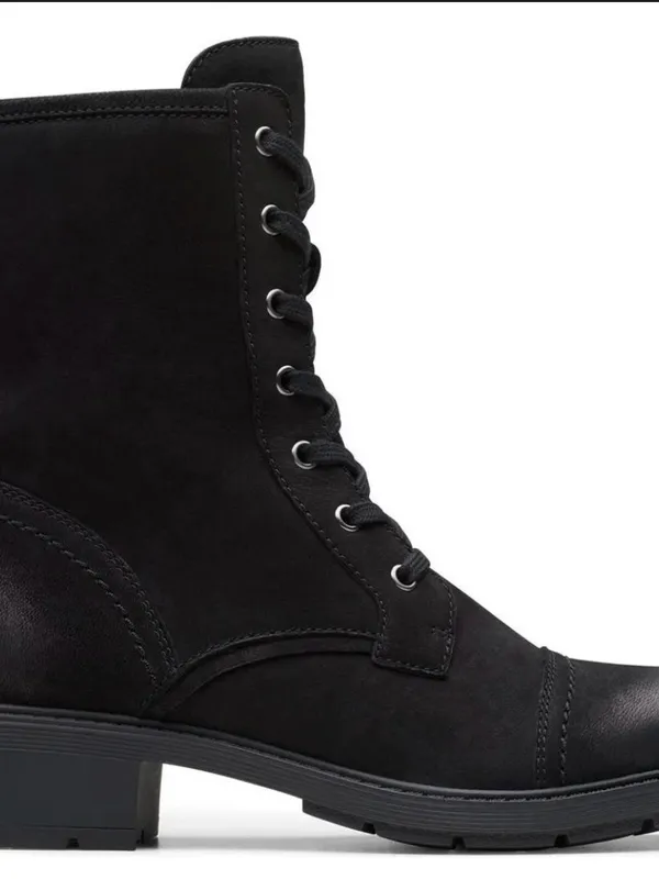 Clarks Black Lace-Up Women's Combat Boots - Image 4