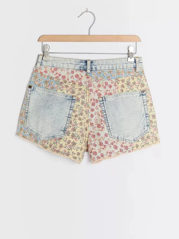 Farm Rio Ultra High-Rise Patchwork Denim Shorts - Image 6