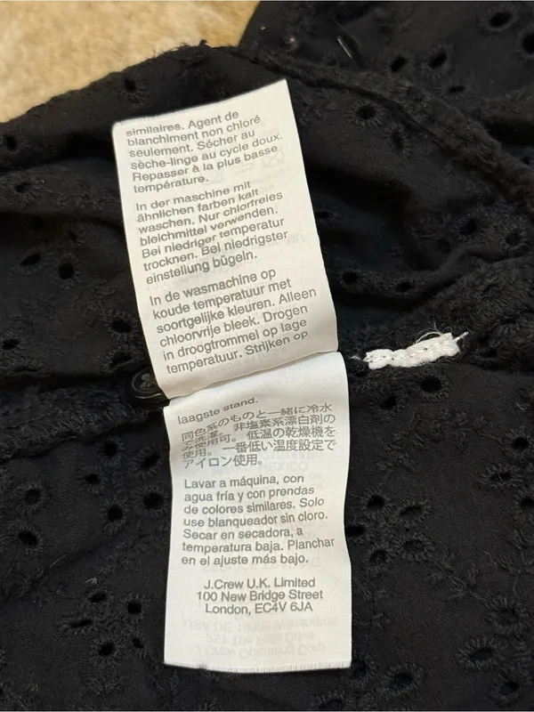 Madewell Black Eyelet Ruffle Sleeve Button Front Cotton Blouse Top M - Image 7