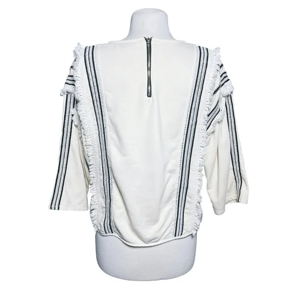 ANTHROPOLOGIE ERI + ALI Women’s Boho Santillana Fringed Cream Top - Image 7