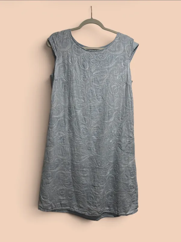 Lina Tomei Made in Italy 100% Linen Embroidered Shift Dress – Large - Image 3