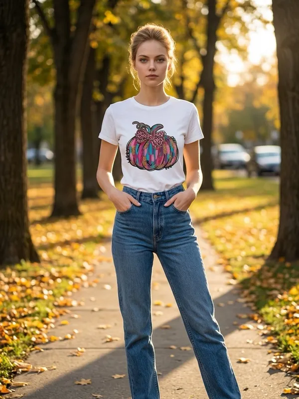 Gildan Vintage Style Casual Wear 100% White Cotton Fall Graphic T Shirt Size XL NWT - Image 2