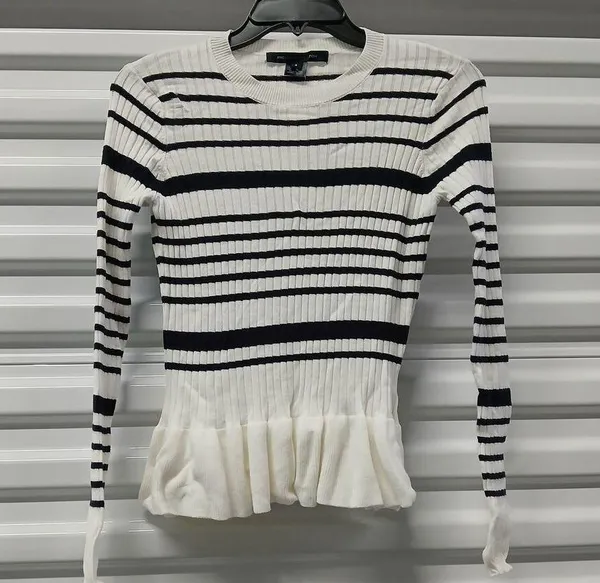 French Connection Crew Neck Peplum Sweater Womens Small Long Sleeve Stretch Knit - Image 4