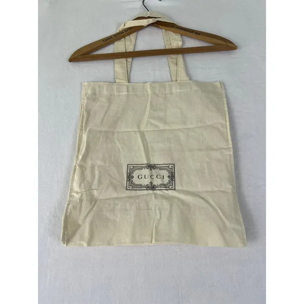 Gucci Tote Bag Unisex OS Cream Cotton Logo Shopper Dust Bag - Image 2