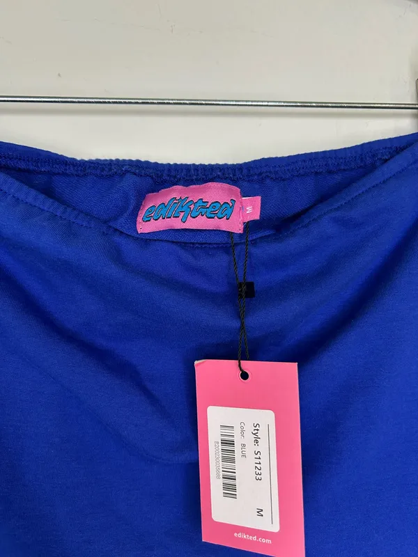 NWT Edikted Blue Cotten Blend Y2K Mini Skirt Size Medium - Image 4