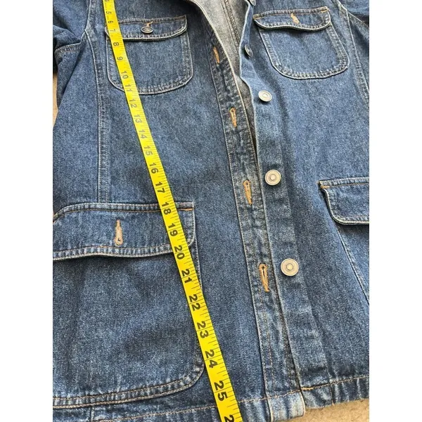 Cherokee womens denim cotton long sleeve trench car coat Size Medium with flaws - Image 8