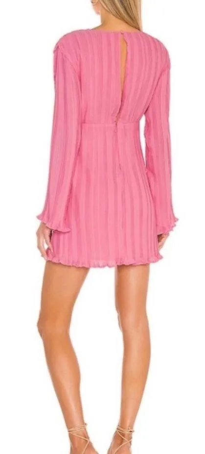 Lovers + Friends Pink Pleated Bianca Mini Dress Long Sleeve - Image 2