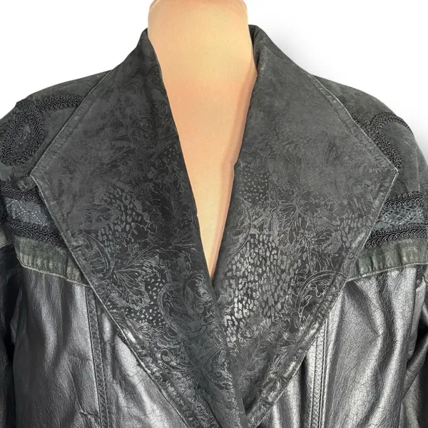 Vintage Wilsons Leather Black Trench Coat Thinsulate‎ Insulated Medium Longline - Image 2