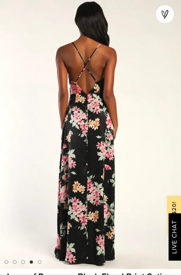 Lulus Black Floral Long Dress - Image 3