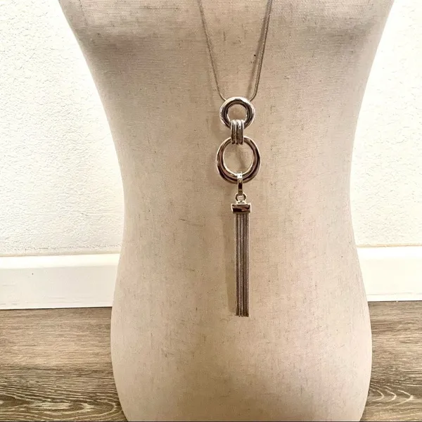 Charter club silver tone tassel chain necklace - Image 5