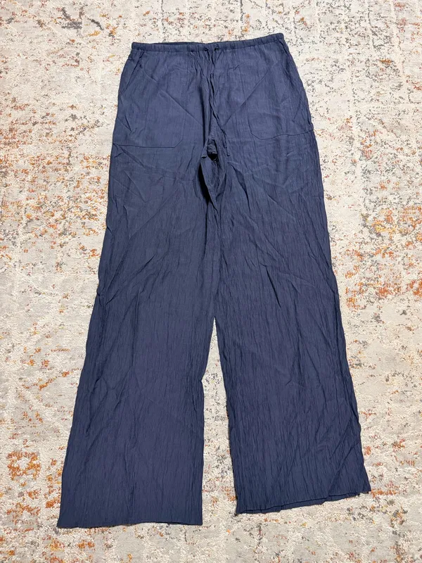 ZARA Wrinkle wide leg pants size Medium Navy - Image 2