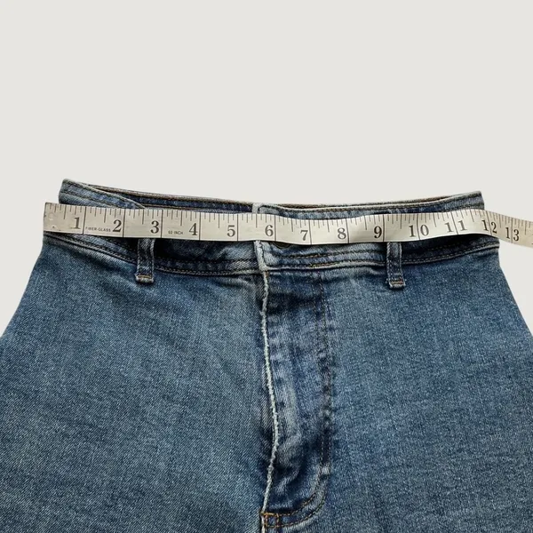Zara The Marine Straight High Rise Wide Leg Raw Hem Blue Jeans Womens Size 2 - Image 6